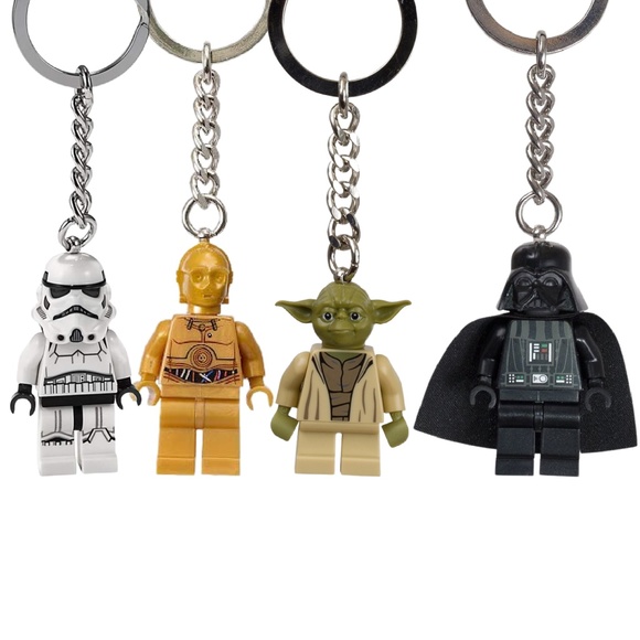 🖤 Lego Star Wars Keychain Ring Lot of 4 Stormtrooper, C-3PO, Yoda, Darth Vader - Picture 2 of 2